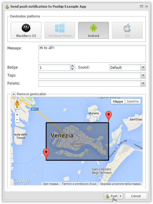 Invia Geo Push